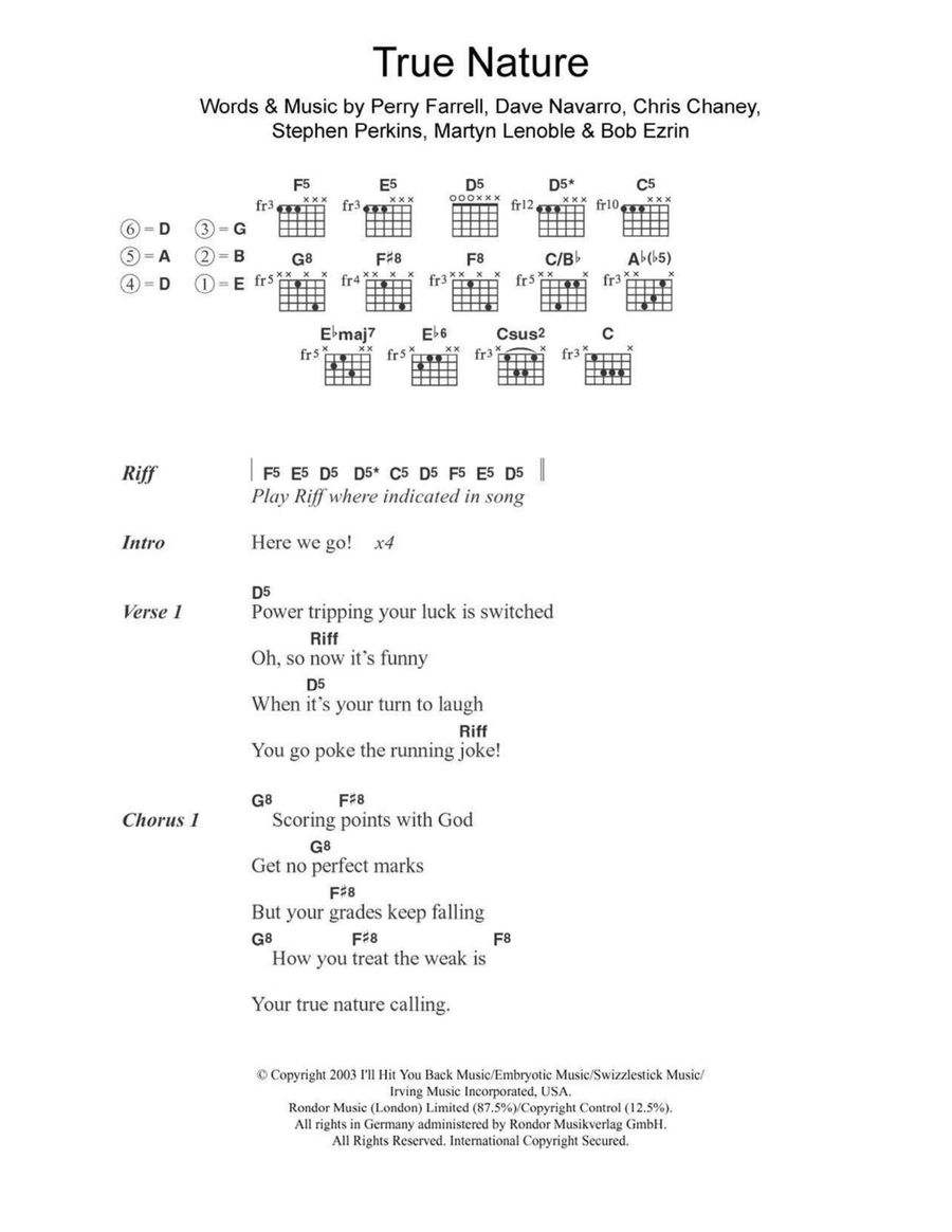True Nature True Nature Easy Guitar scores gallery preview page 1