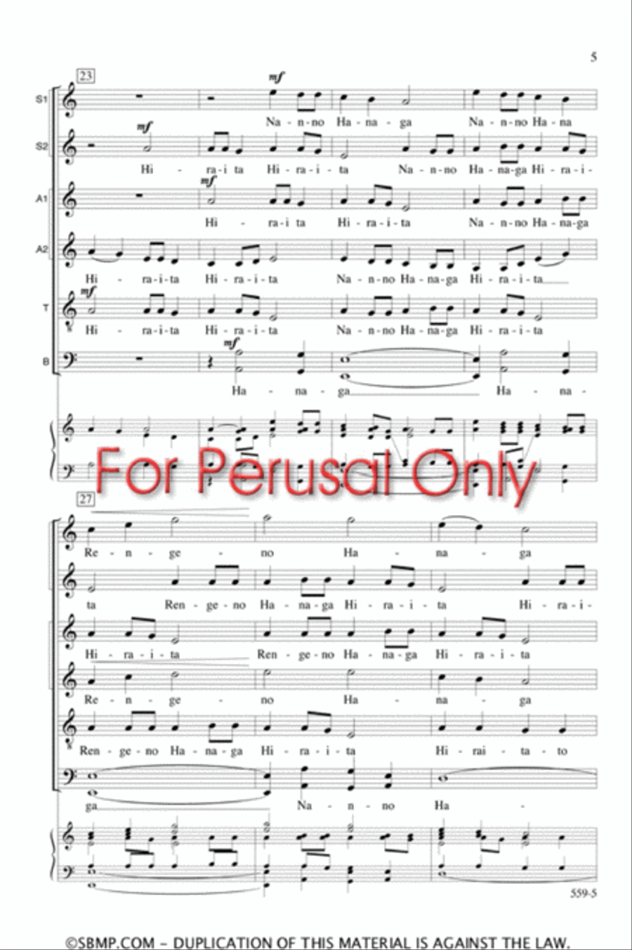 Hiraita, Hiraita - SATB Octavo 4-Part scores gallery preview page 4