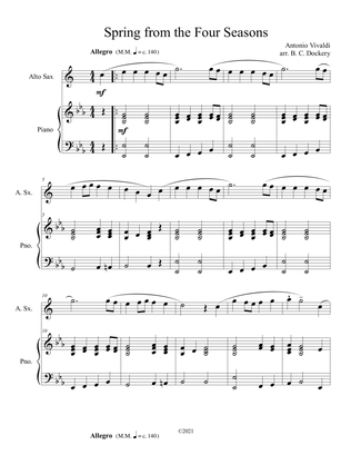 Book cover for Spring from the Four Seasons (Alto Sax Solo) with piano accompaniment