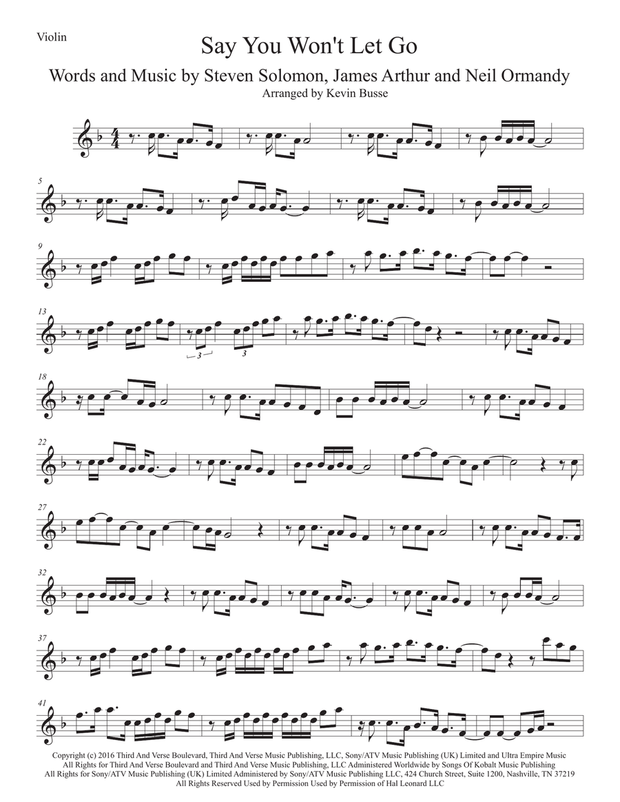 Say You Won't Let Go Violin Solo scores gallery preview page 1