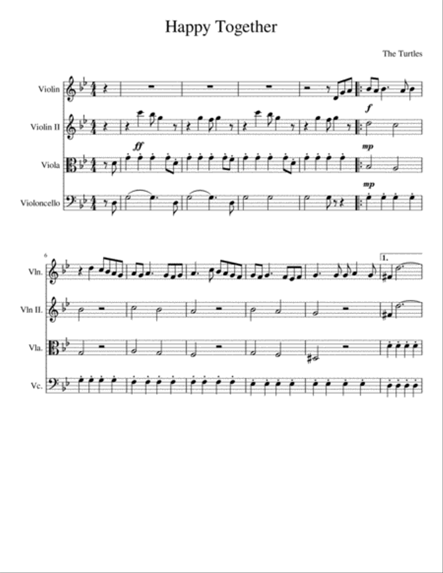 Happy Together String Quartet scores gallery preview page 1