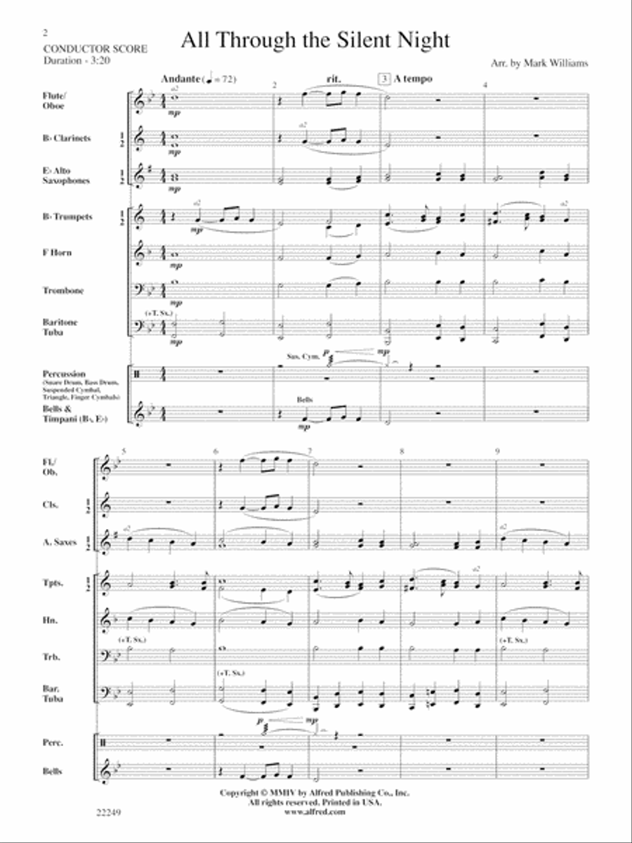 All Through the Silent Night: Score Concert Band scores gallery preview page 2
