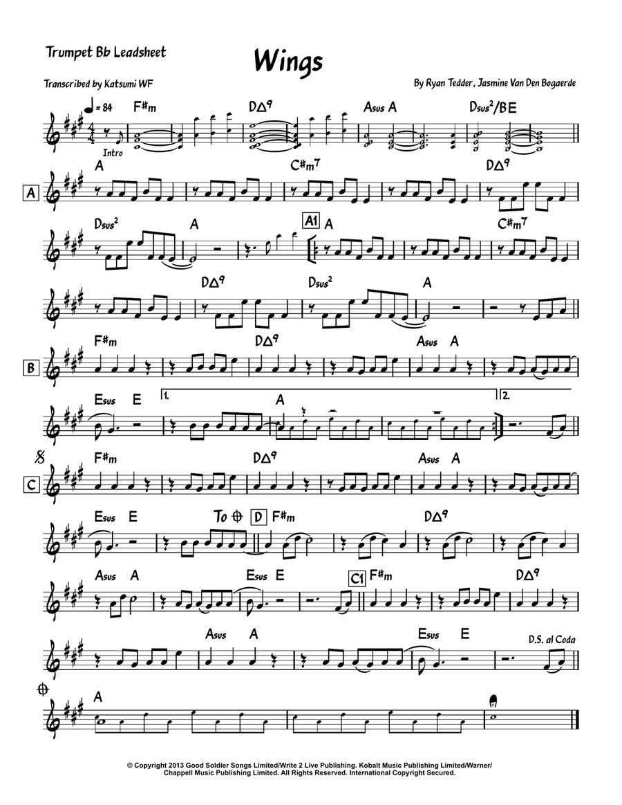 Wings B-Flat Trumpet scores gallery preview page 1