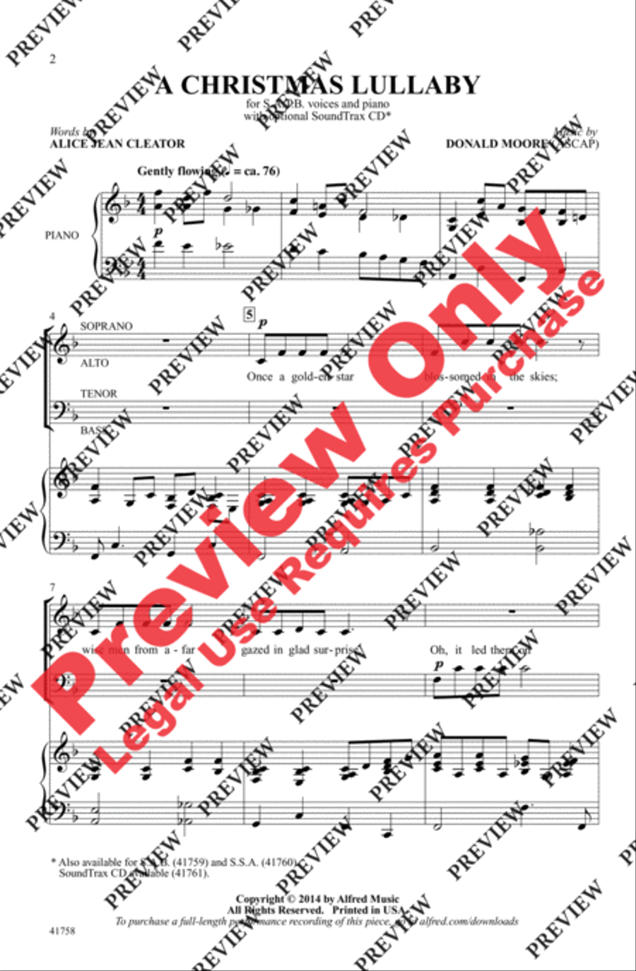 A Christmas Lullaby A Christmas Lullaby 4-Part scores gallery preview page 2