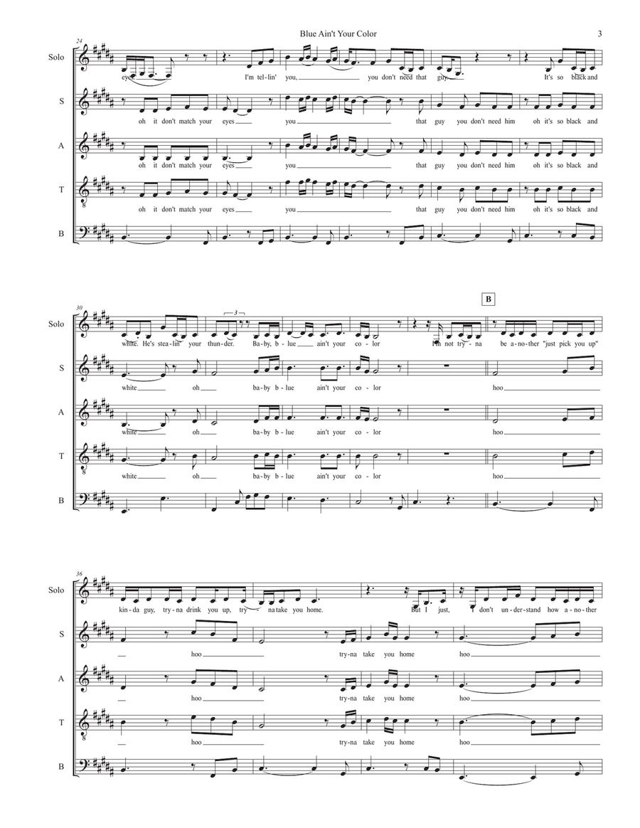 Blue Ain't Your Color Blue Ain't Your Color 4-Part scores gallery preview page 3