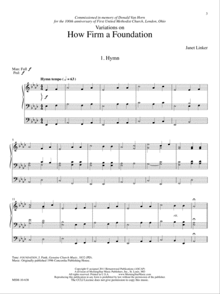 Variations for Organ on How Firm A Foundation Organ scores gallery preview page 3