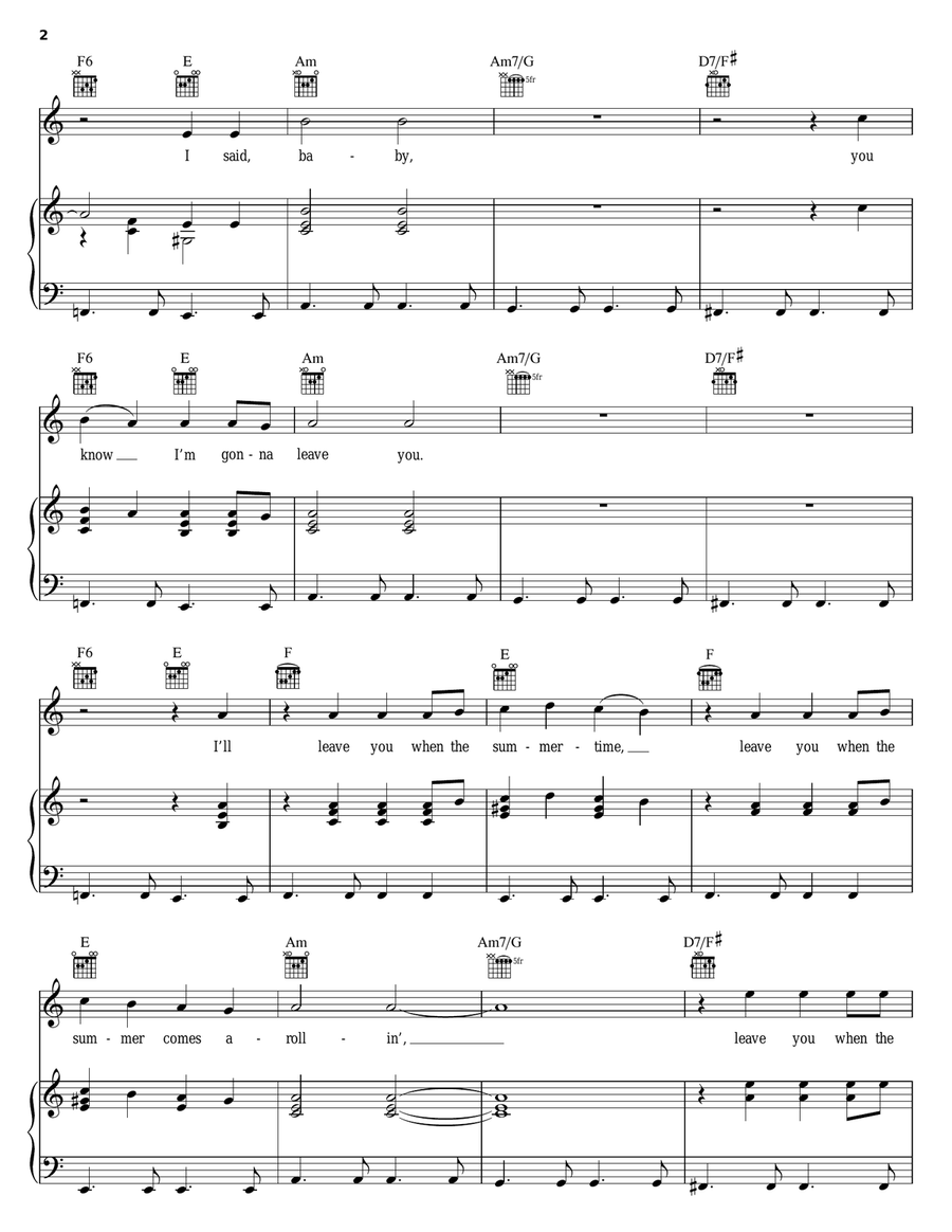 Babe, I'm Gonna Leave You Piano, Vocal, Guitar scores gallery preview page 2