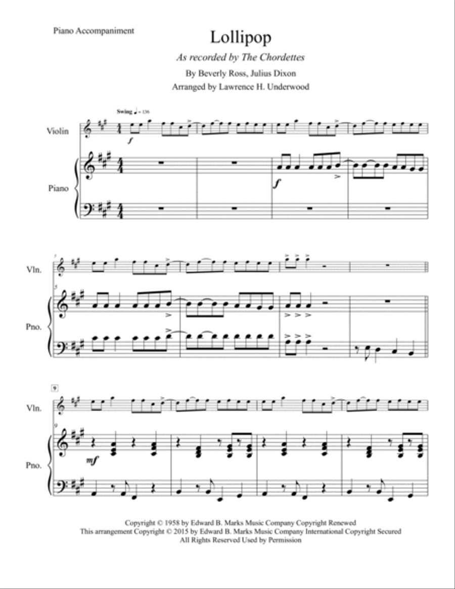 Lollipop Violin Solo scores gallery preview page 2