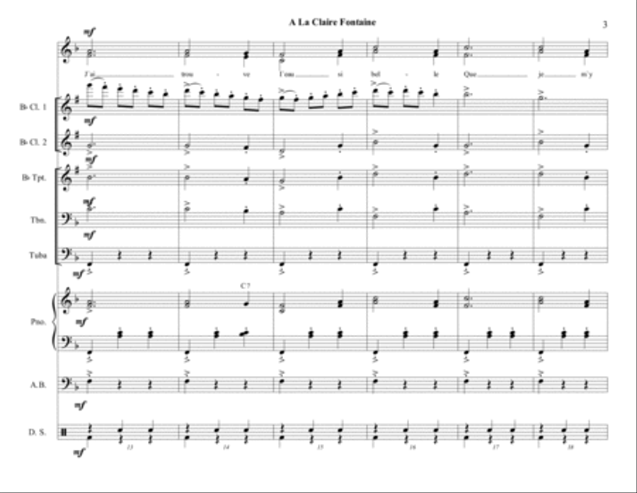 A La Claire Fontaine Choir scores gallery preview page 3