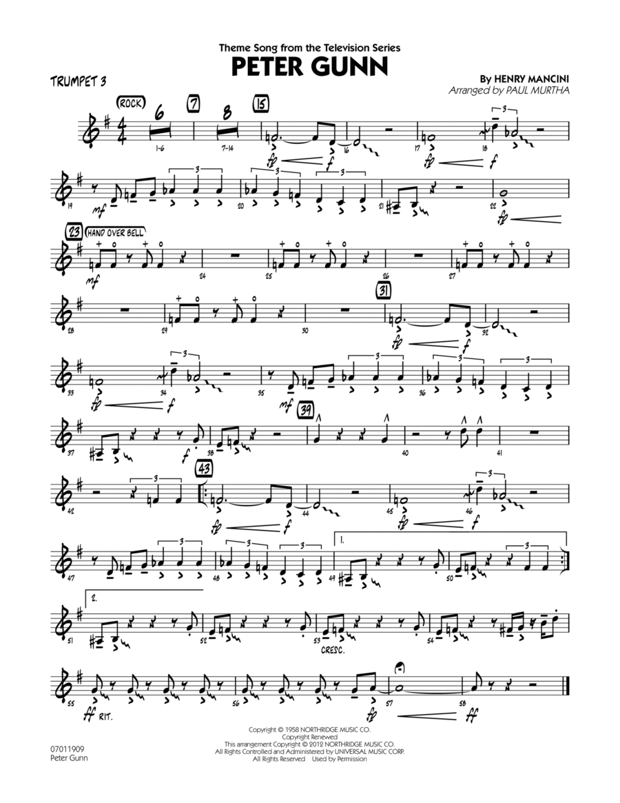 Peter Gunn - Trumpet 3 Jazz Ensemble scores gallery preview page 1