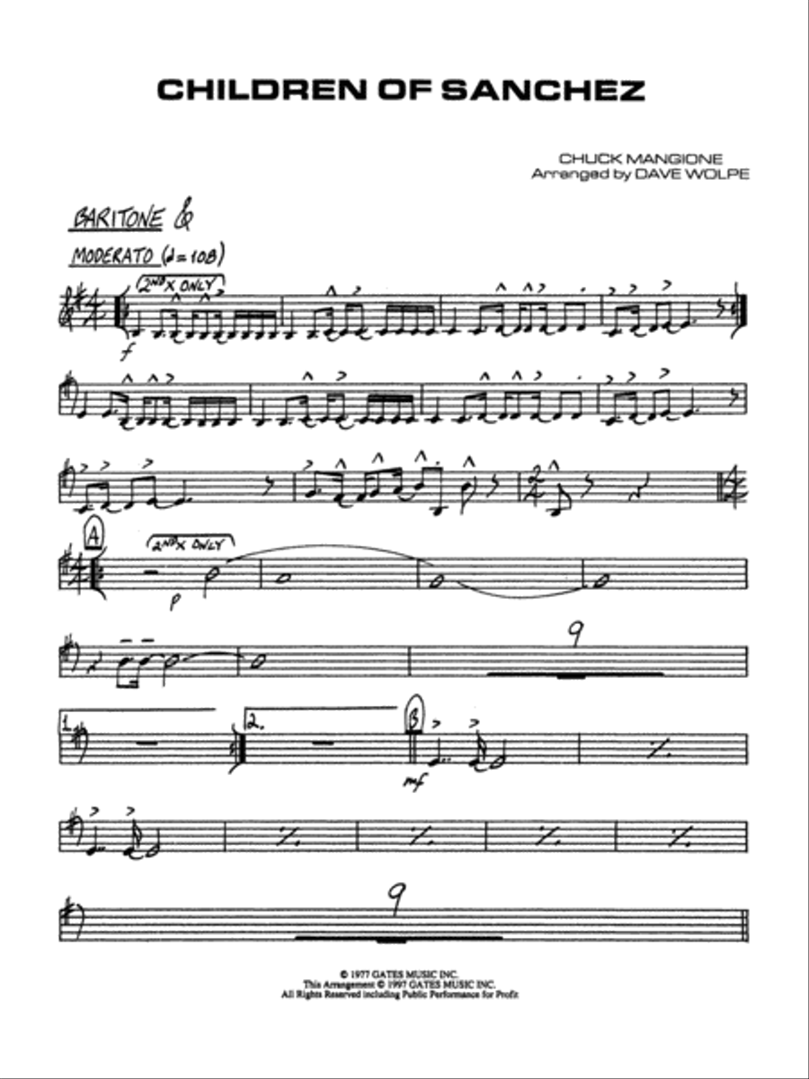 Children of Sanchez: Baritone T.C. Jazz Ensemble scores gallery preview page 1