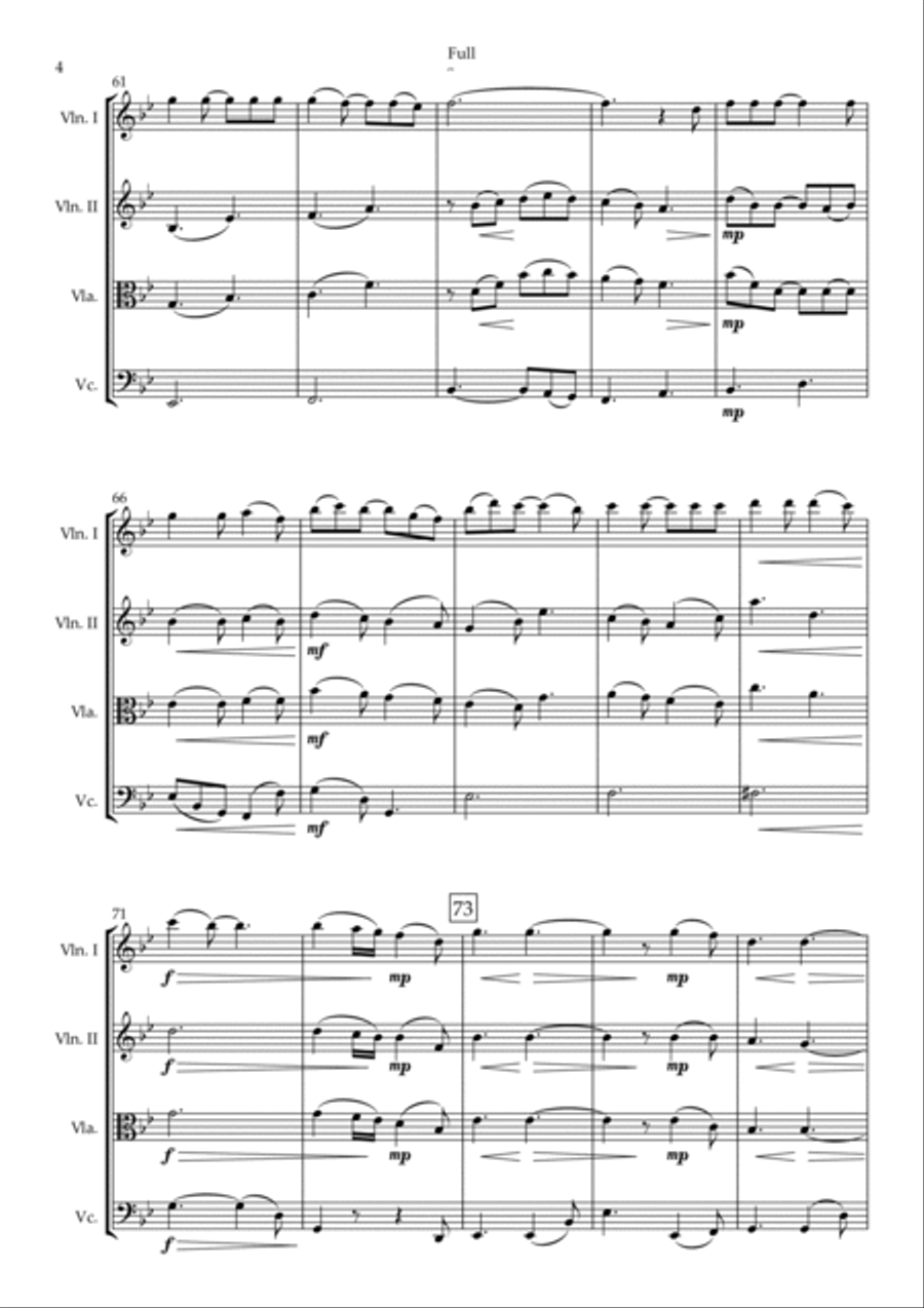 Hallelujah String Quartet scores gallery preview page 4