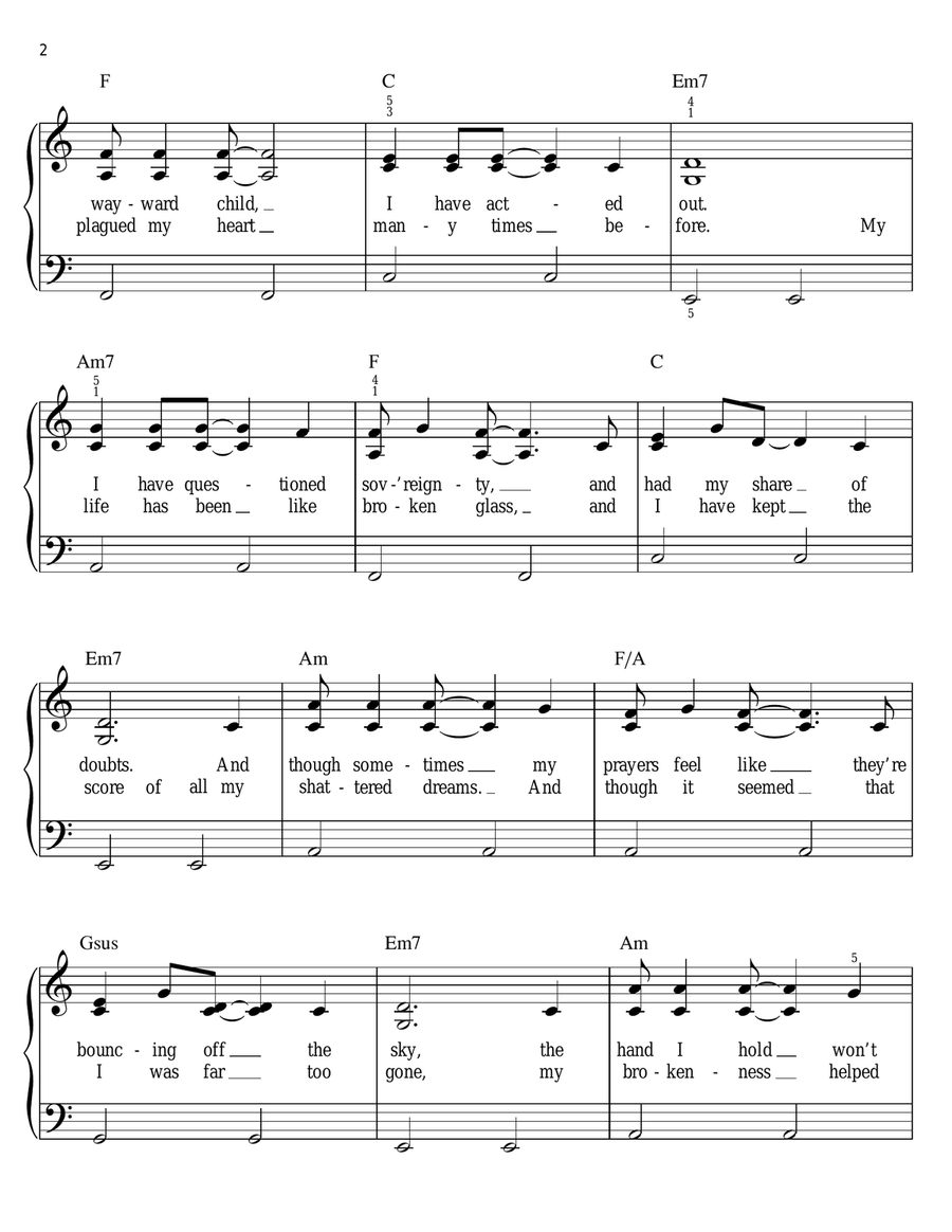 I Will Not Be Moved Easy Piano scores gallery preview page 2