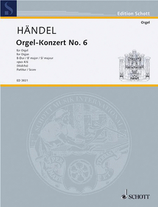 Book cover for Organ Concerto No. 6 B Major Op. 4/6 HWV 294