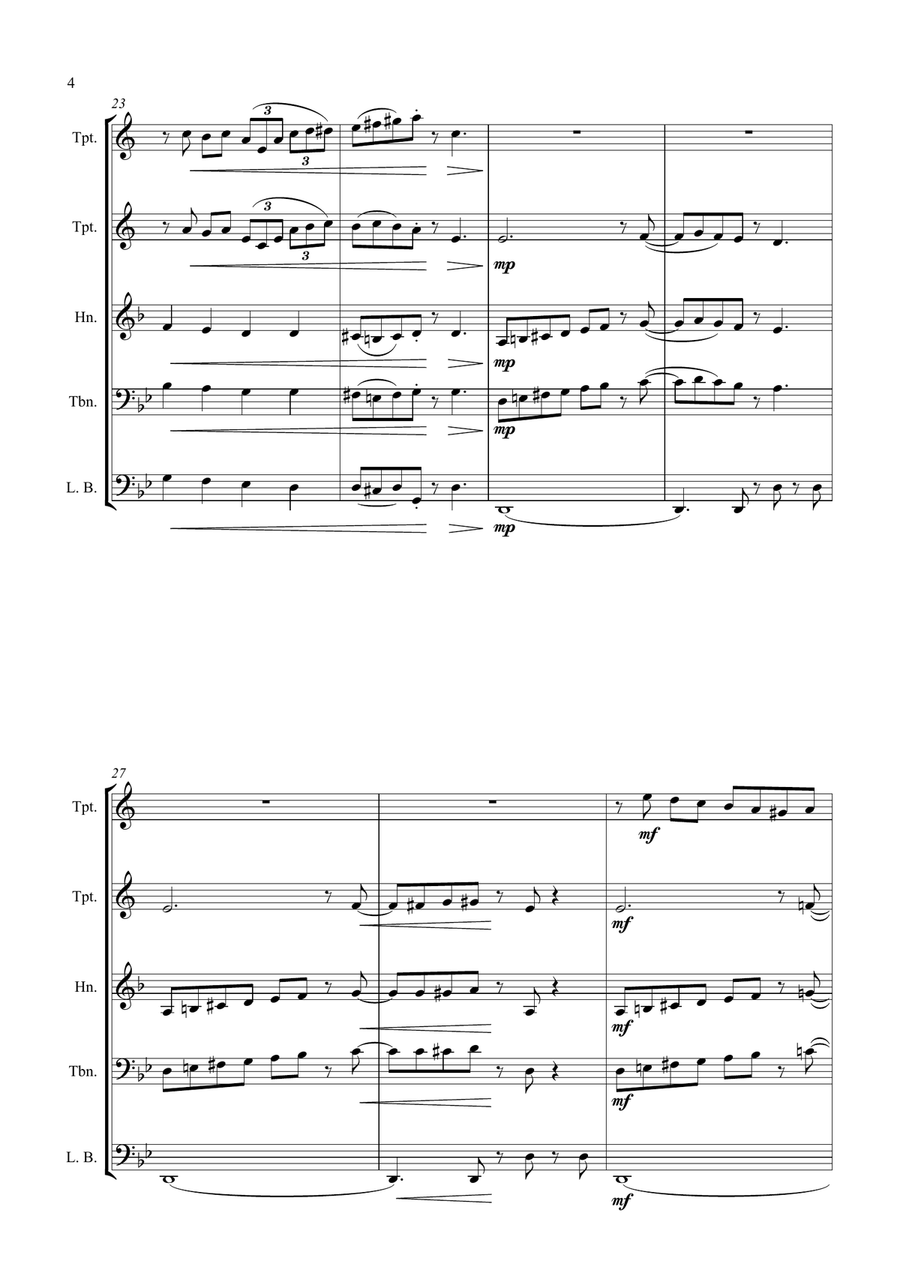 Carol of the Bells (Ukrainian Bell Carol) - Jazz Arrangement for Brass Quartet Brass Quartet scores gallery preview page 4