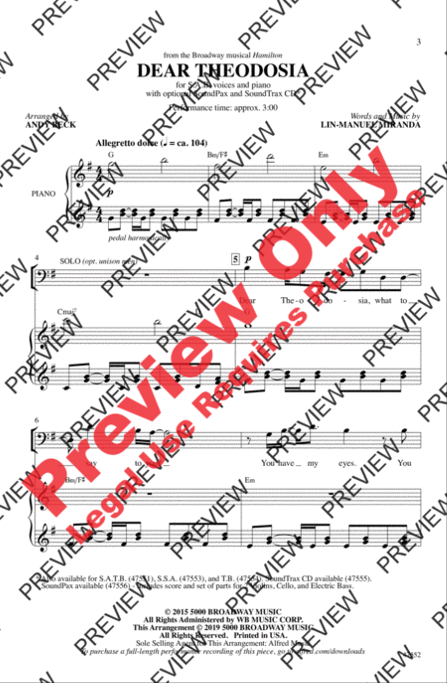 Dear Theodosia 3-Part scores gallery preview page 2