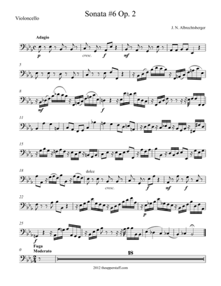 Book cover for Sonata #6, Op. 2 for String Quartet