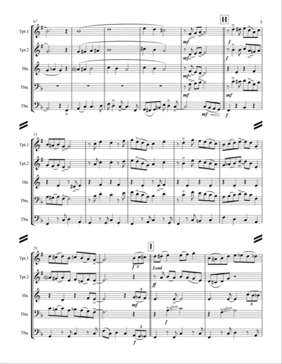 Go Tell it on the Mountain (for Brass Quintet) Brass Quintet scores gallery preview page 6