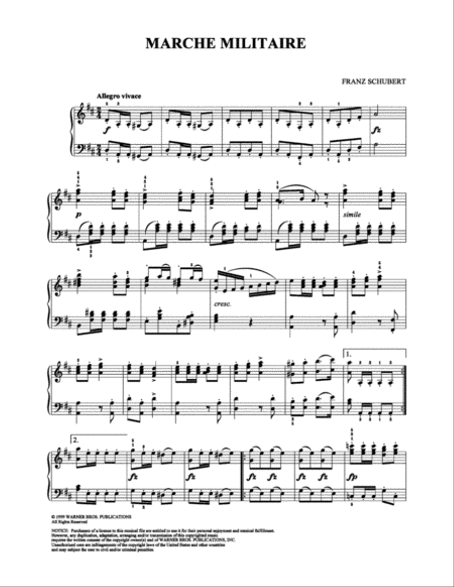 Marche Militaire Piano Solo scores gallery preview page 1