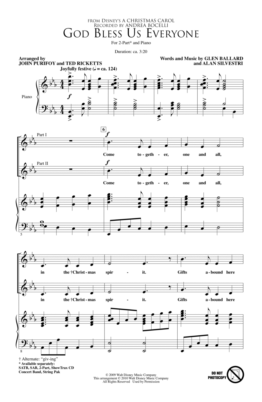 God Bless Us Everyone 2-Part scores gallery preview page 1