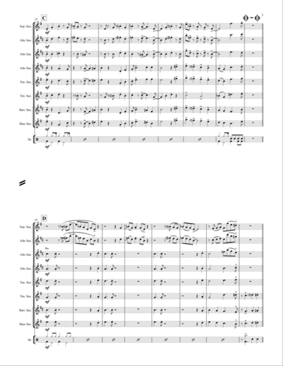 Clinch at midnight - Charleston/Two Step - Saxophone Quintet Saxophone Quintet scores gallery preview page 3