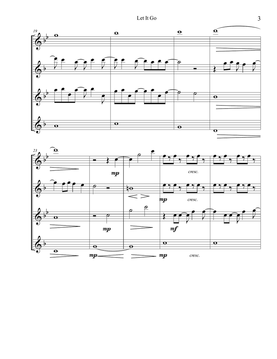 Let It Go (from Frozen) Woodwind Quartet scores gallery preview page 4