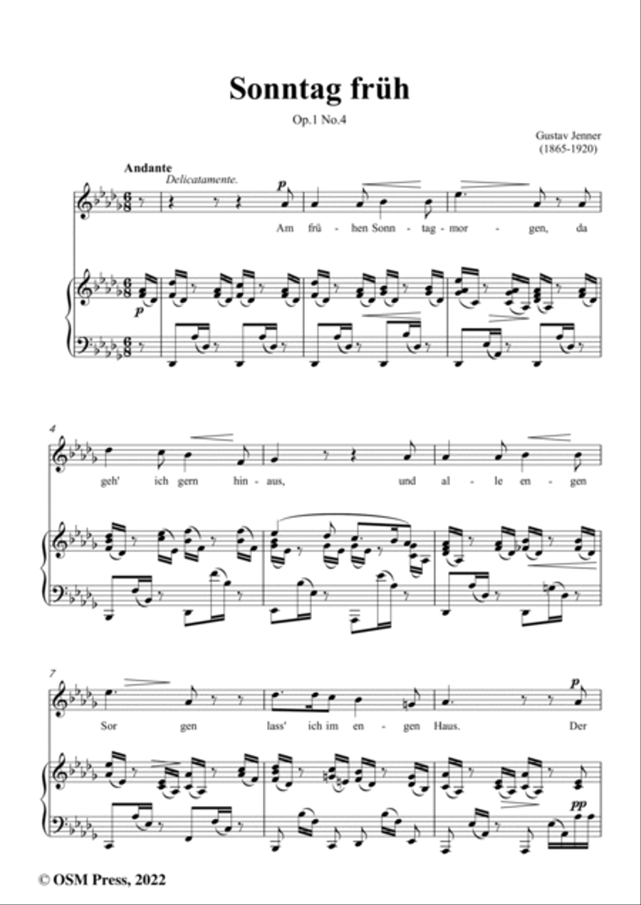 Jenner-Sonntag früh,in D flat Major,Op.1 No.4 Voice scores gallery preview page 2