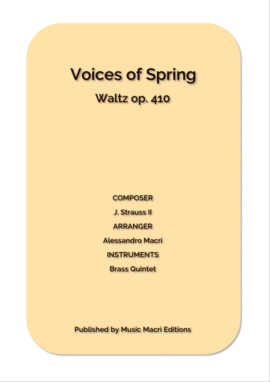 Voices of Spring Waltz op. 410 by J. Strauss II Brass Ensemble scores gallery preview page 1