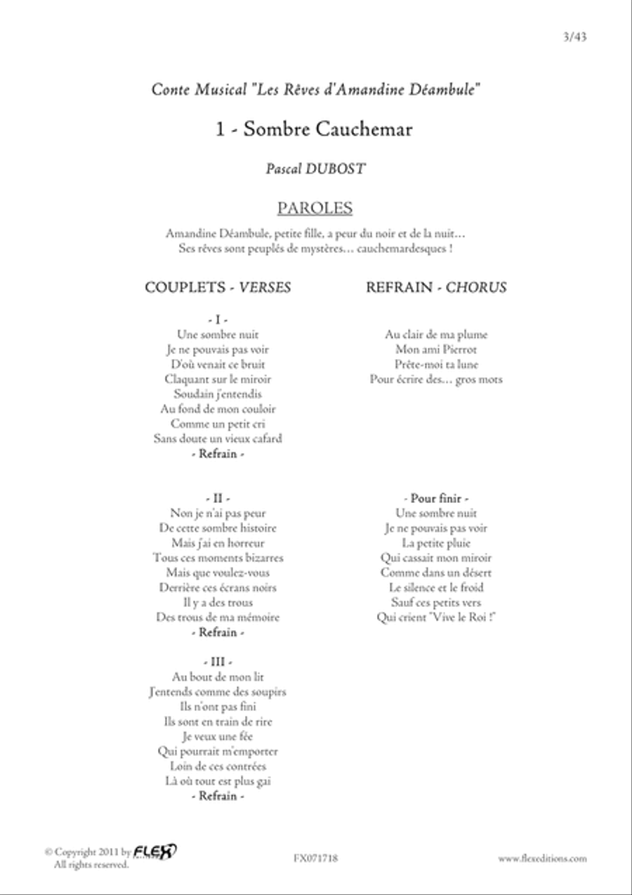 Conte Musical Amandine Deambule Children's Choir scores gallery preview page 3
