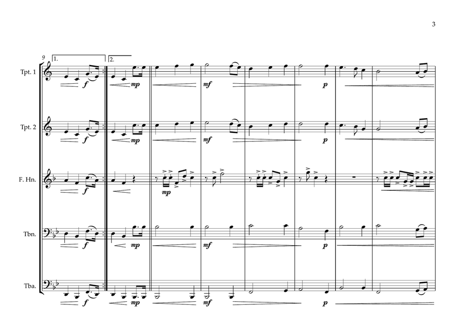 United States of America National Anthem (The Star Spangled Banner) for Brass Quintet Brass Quintet scores gallery preview page 3