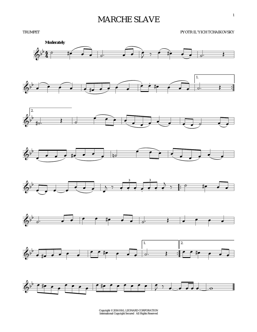 Marche Slav, Op. 31 Trumpet Solo scores gallery preview page 1