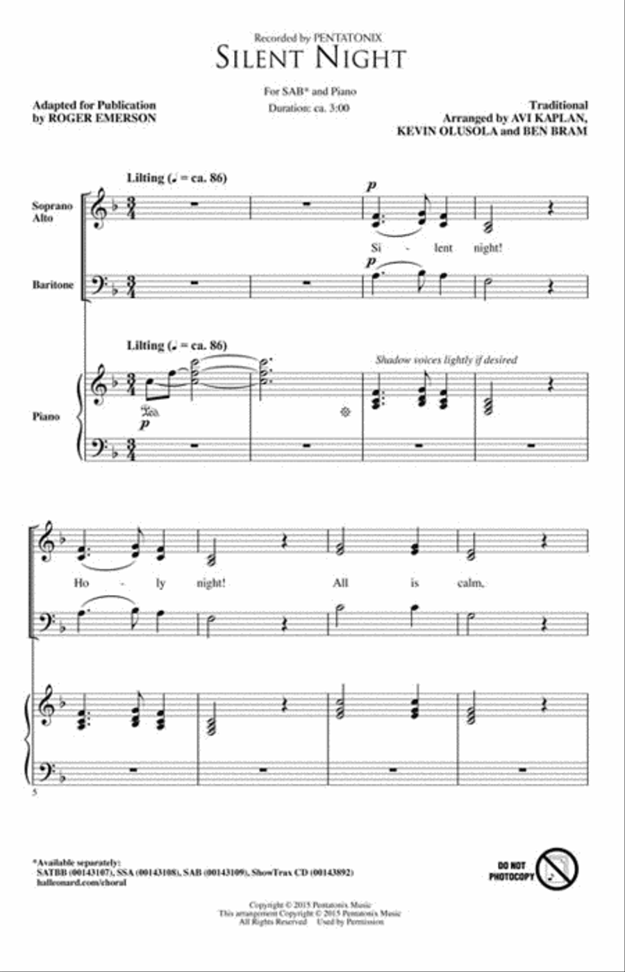 Silent Night Silent Night 3-Part scores gallery preview page 2