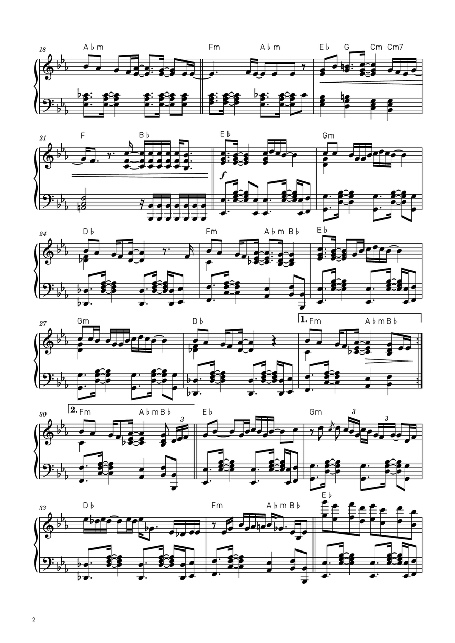 Underneath The Tree Piano Solo scores gallery preview page 2