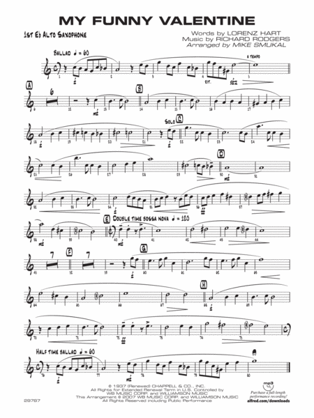My Funny Valentine: E-flat Alto Saxophone