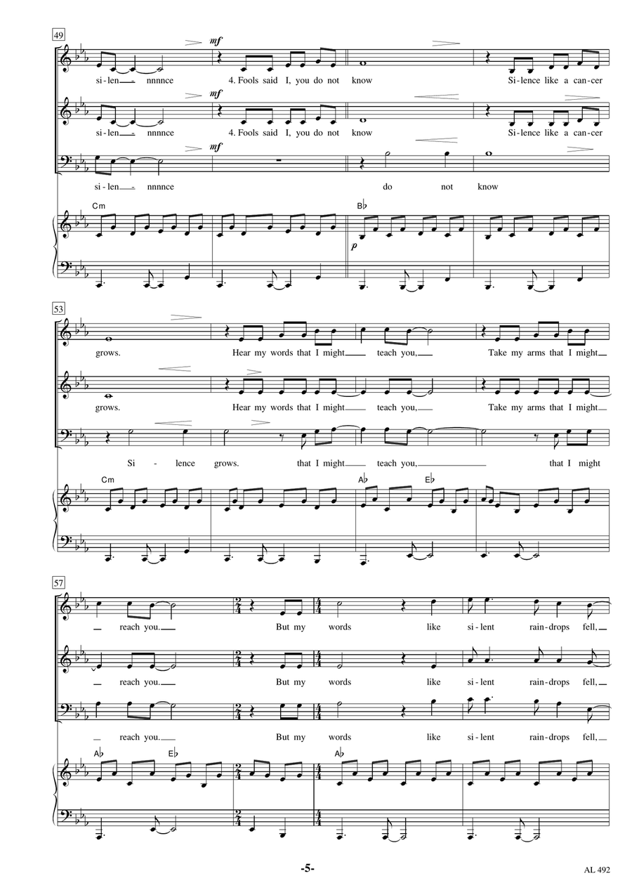 The Sound Of Silence 3-Part scores gallery preview page 5