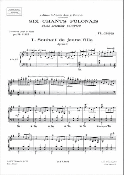 6 Chants Polonais De Chopinpiano