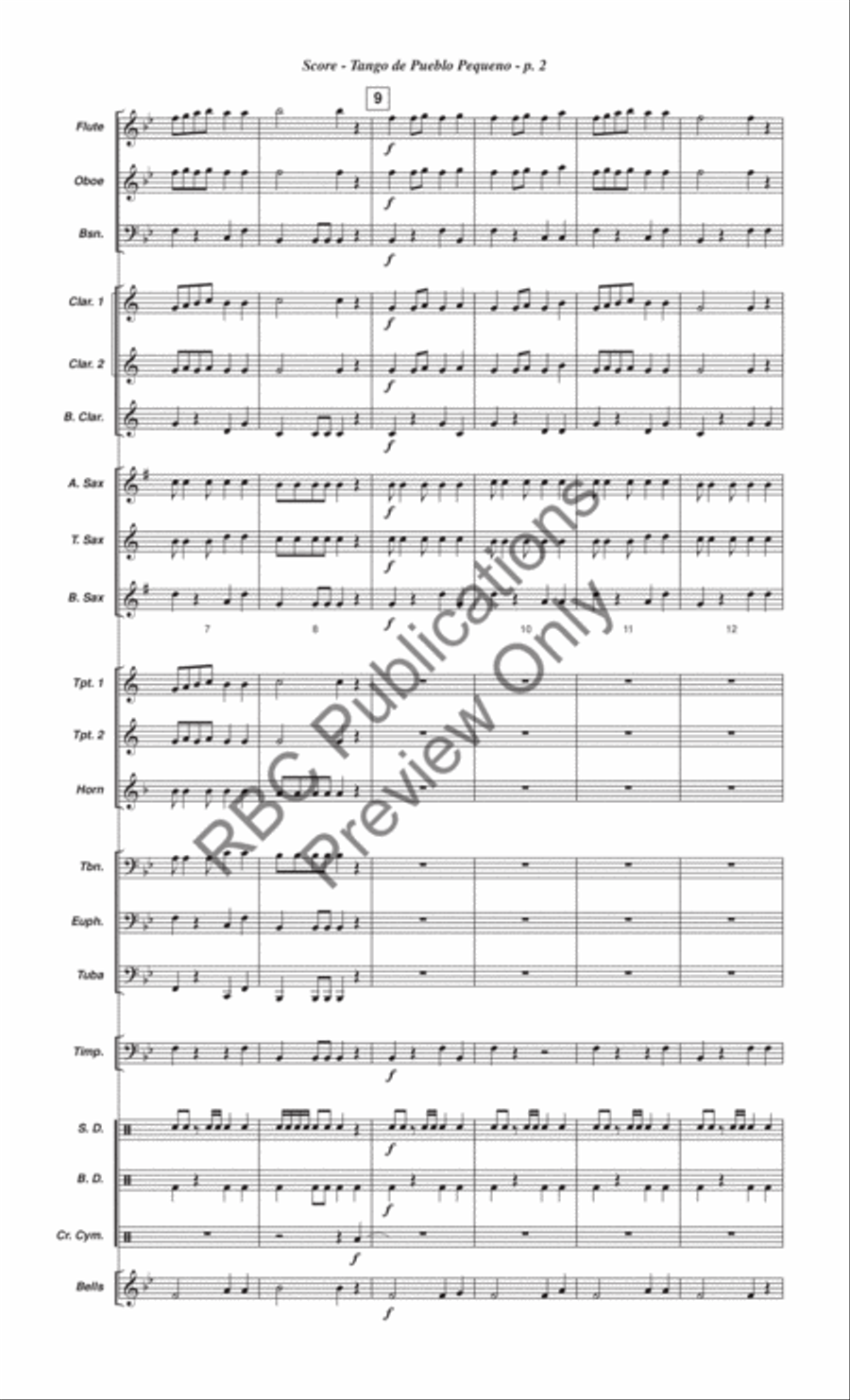 Tango De Pueblo Pequeno Concert Band scores gallery preview page 5