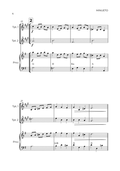 MINUETO - BACH - BRASS PIANO TRIO (TRUMPET 1, TRUMPET 2 & PIANO) image number null