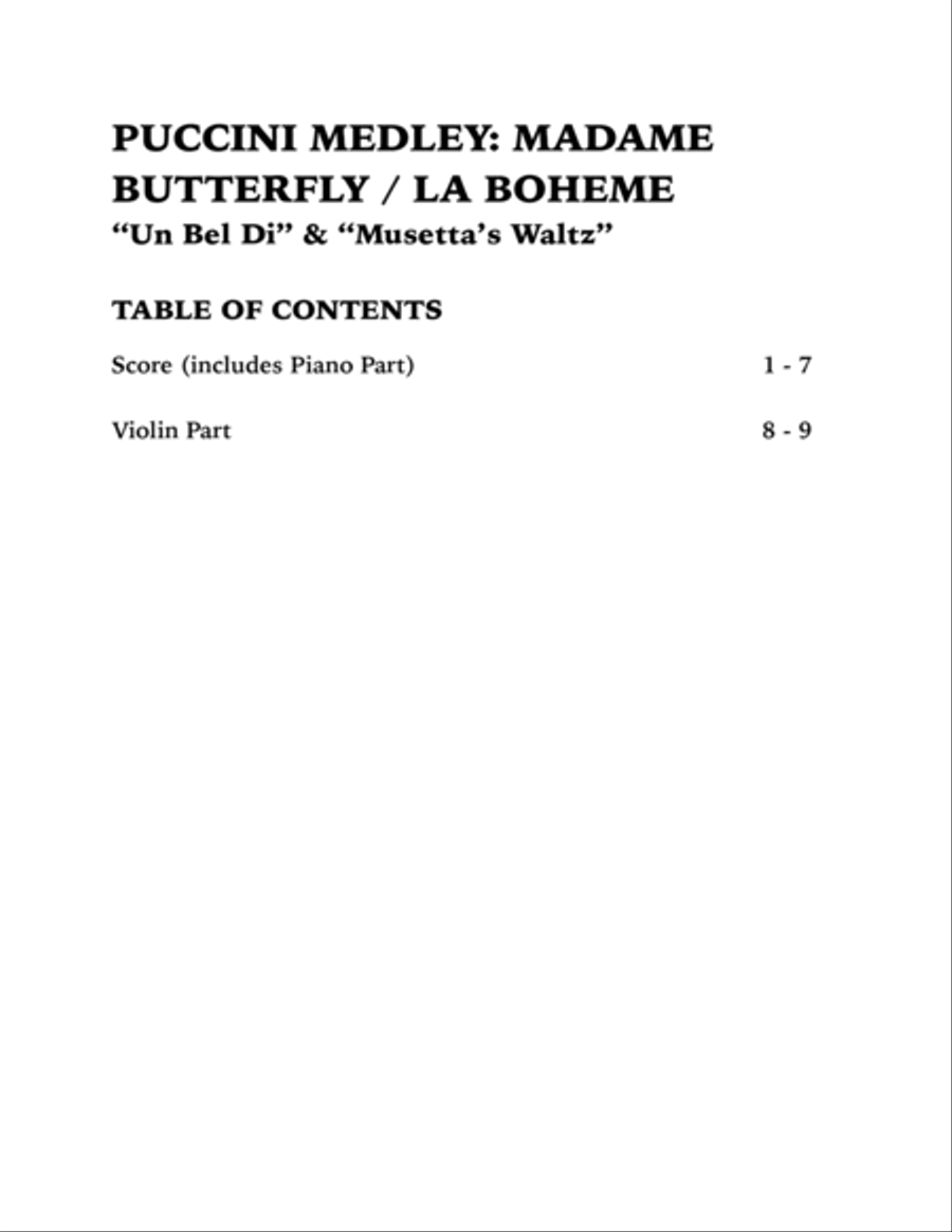 Puccini Medley: Un Bel Di (Madame Butterfly) and Musetta's Waltz (La Boheme): Violin and Piano Violin Solo scores gallery preview page 4