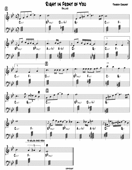 Right in Front of You (Jazz Ballad Lead Sheet)