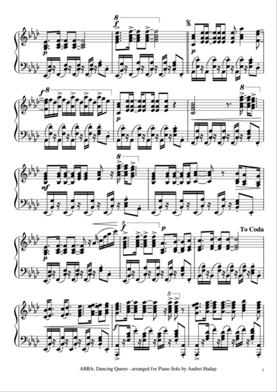 Dancing Queen Piano, Vocal, Guitar scores gallery preview page 4