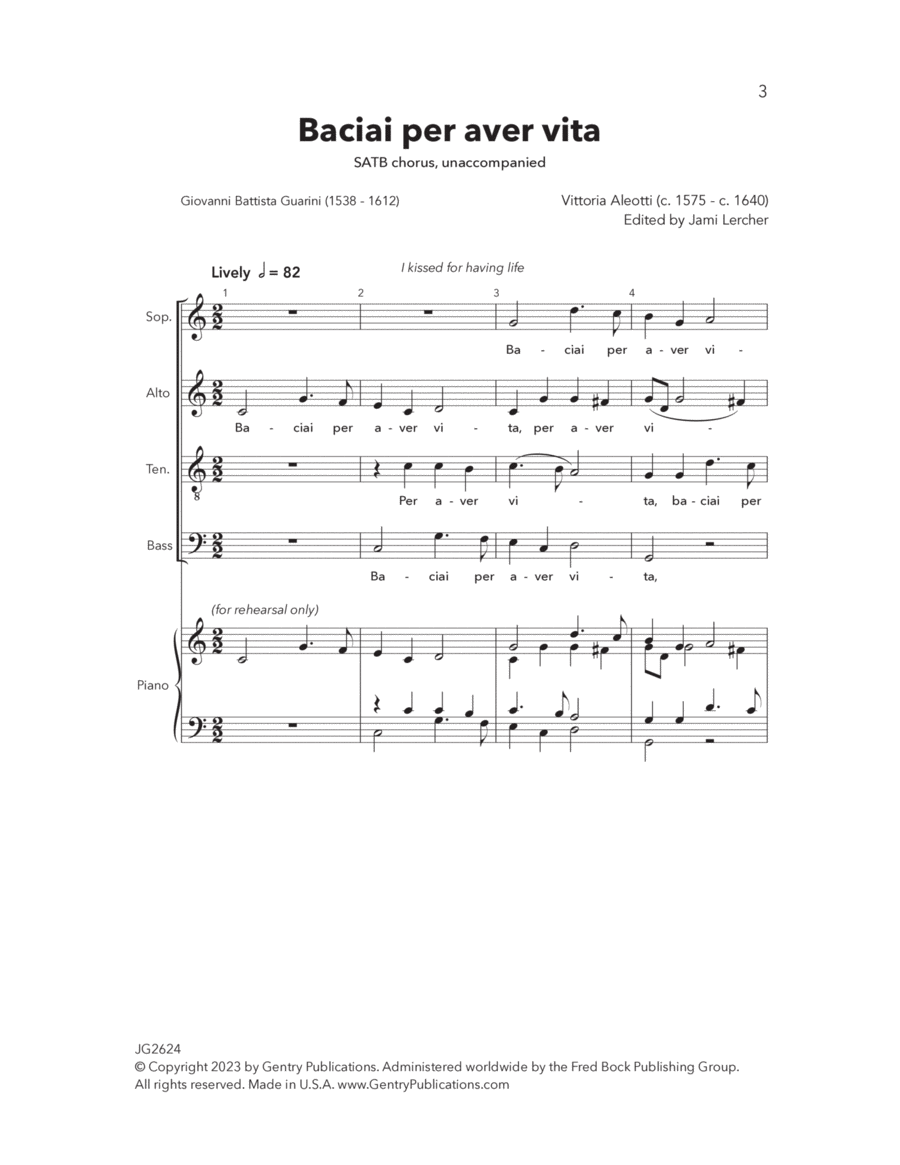 Baciai Per Aver Vita 4-Part scores gallery preview page 1