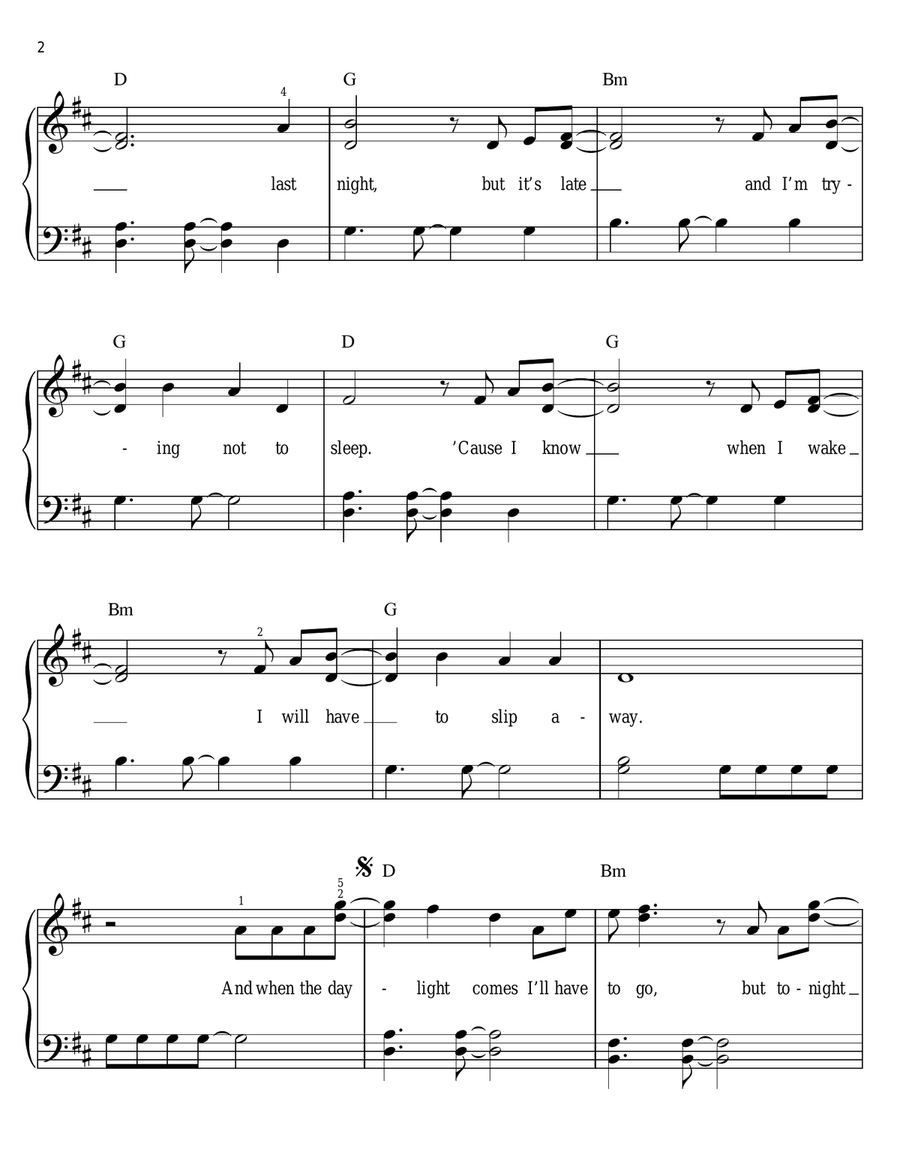 Daylight Easy Piano scores gallery preview page 2