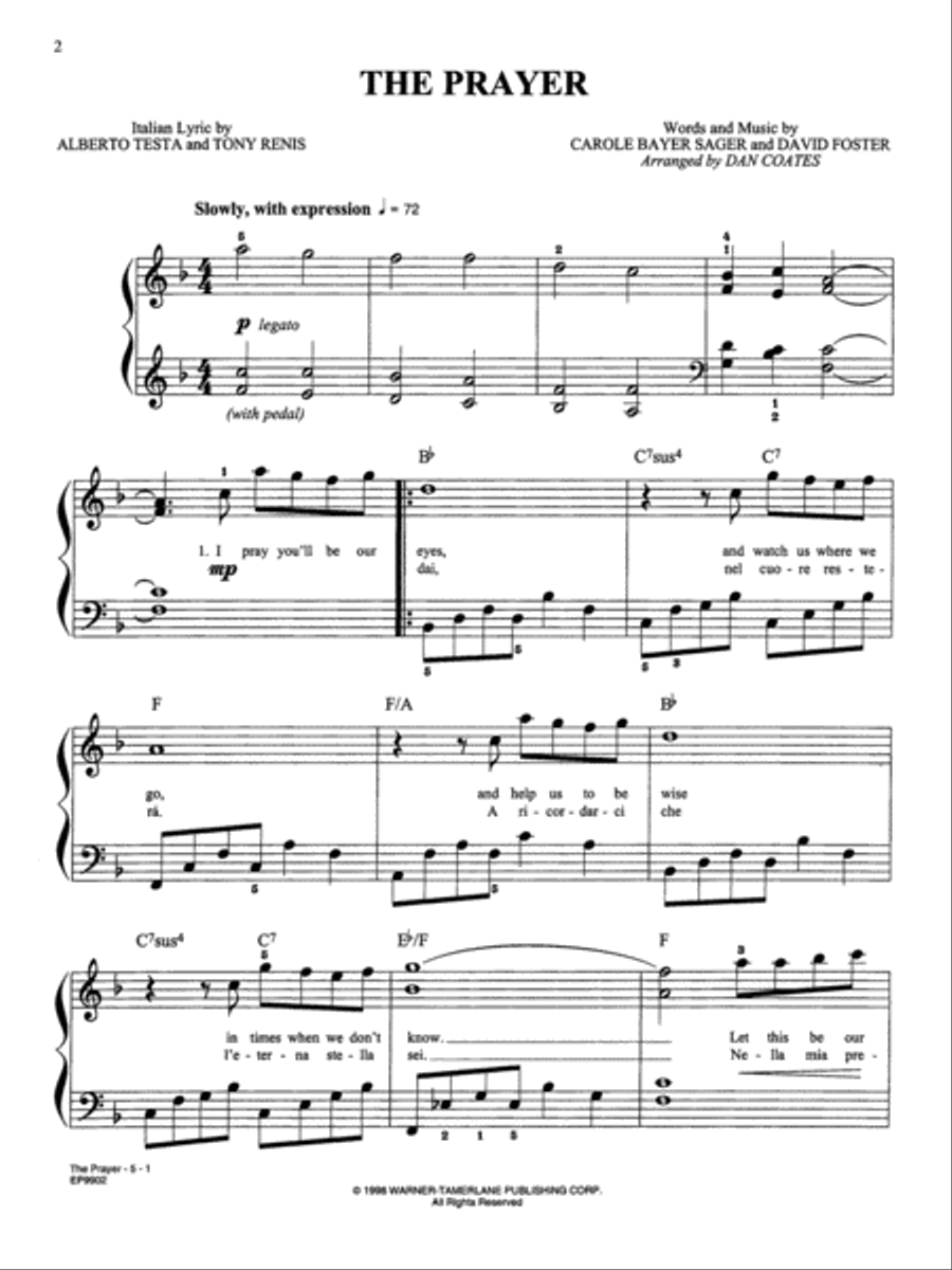 The Prayer - Easy Piano Small Ensemble scores gallery preview page 2