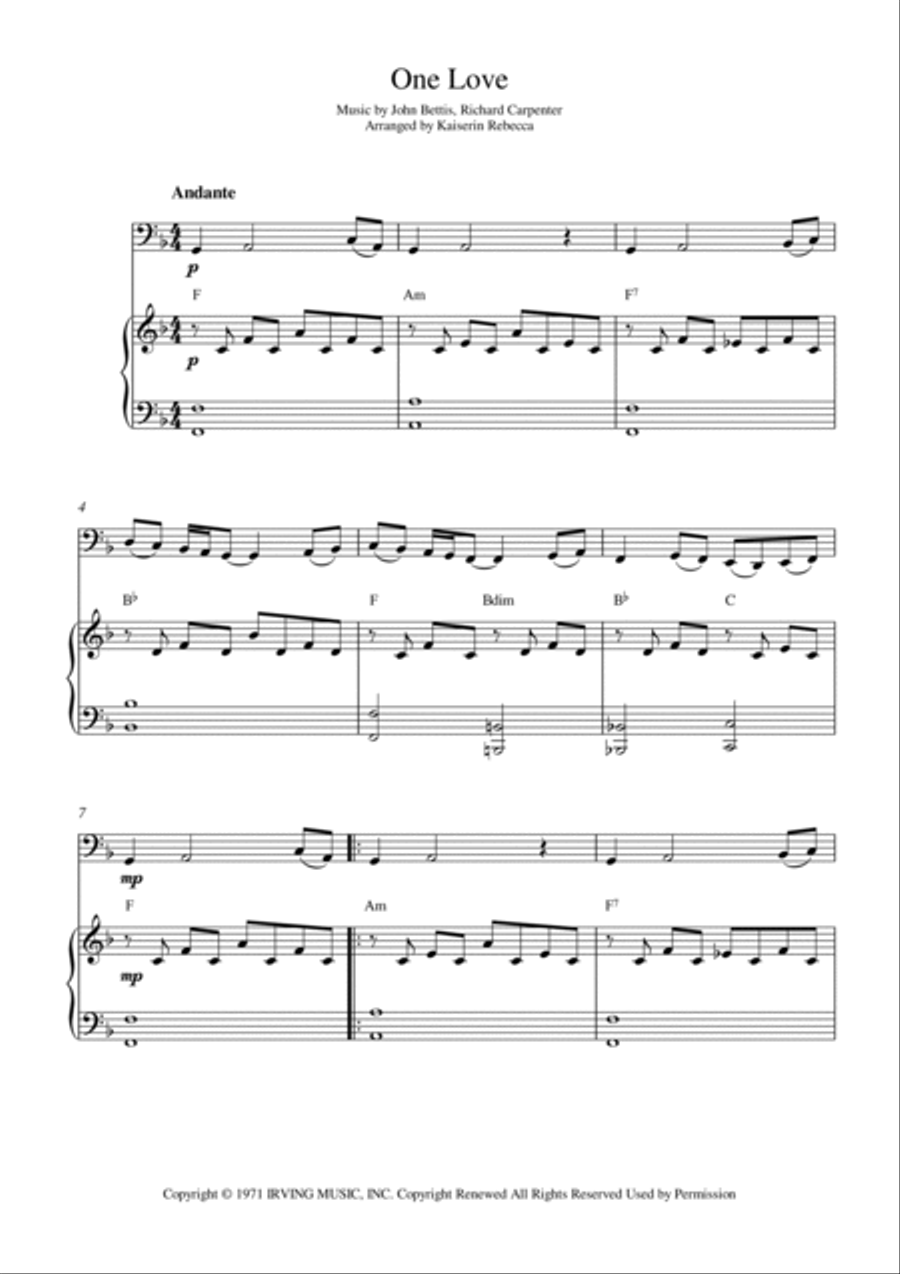 One Love Piano scores gallery preview page 1