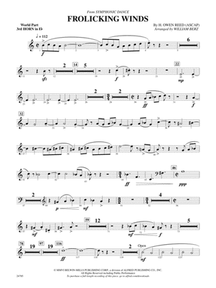 Frolicking Winds (from Symphonic Dance): (wp) 3rd Horn in E-flat
