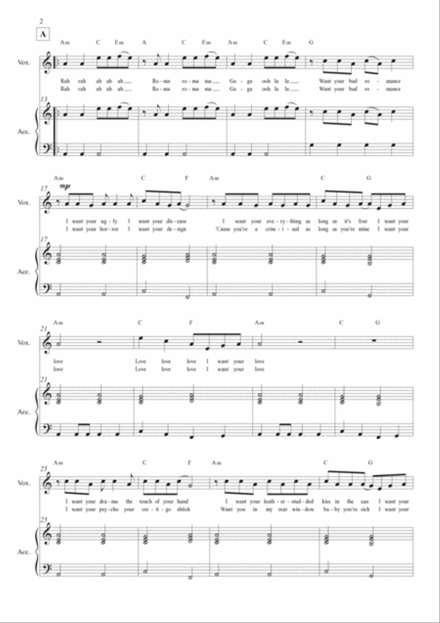 Bad Romance Easy Piano scores gallery preview page 2