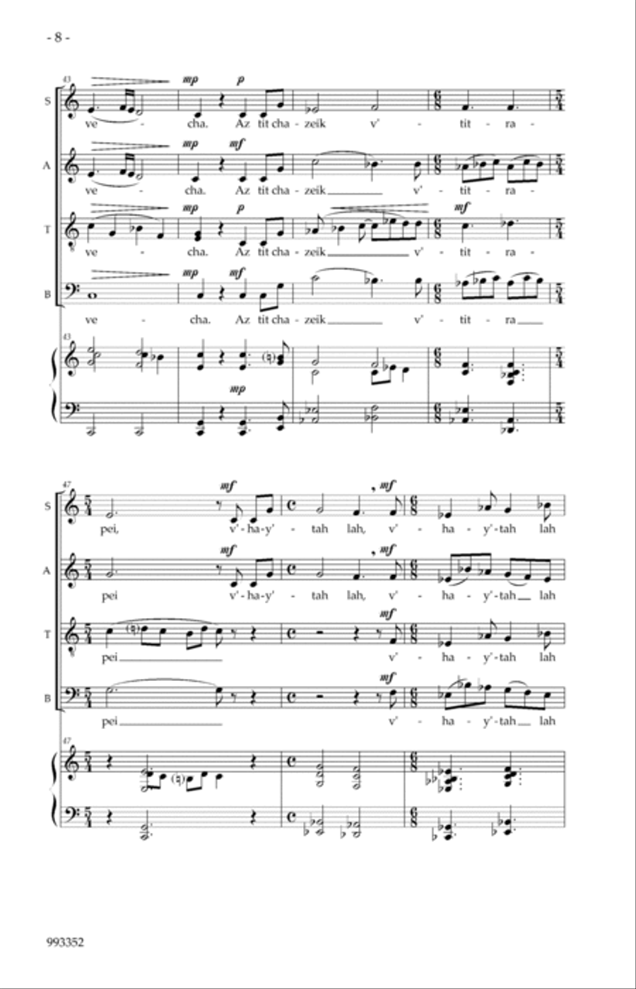 Y'did Nefesh 4-Part scores gallery preview page 6
