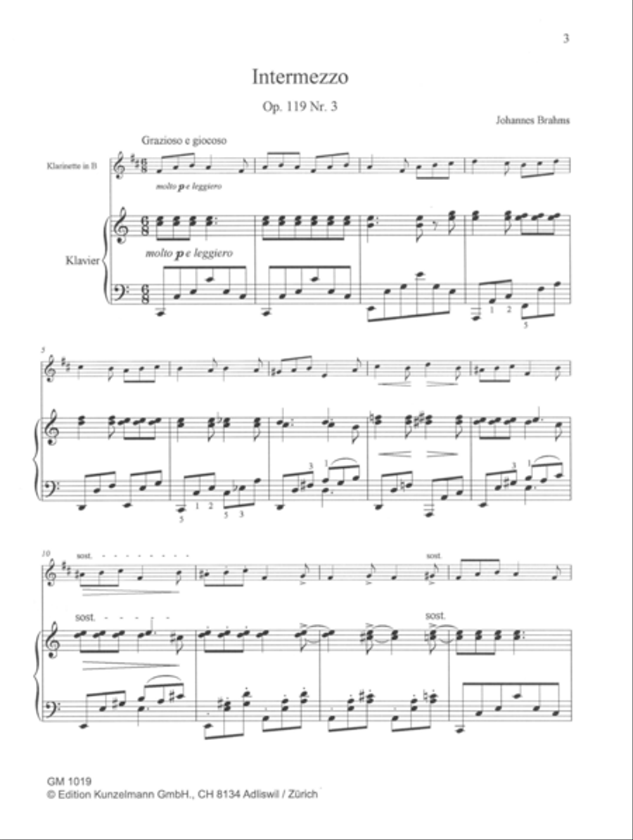 Intermezzo Op. 119/3 Clarinet Solo scores gallery preview page 2