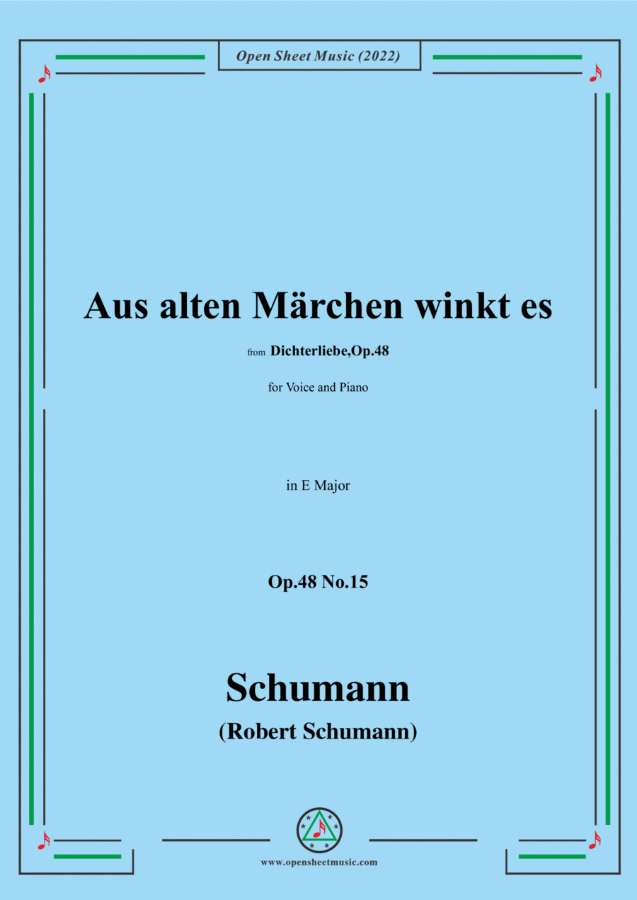 Schumann-Aus alten Marchen winkt es,Op.48 No.15,in E Major,for Voice and Piano Voice Solo scores gallery preview page 1